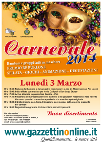Programma Carnevale 2014.Sfilata 3 Marzo