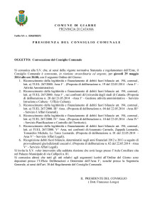 Convocazione  del Consiglio Comunale   con carattere d'urgenza