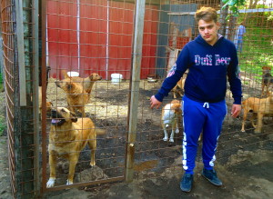 Vincenzo Fucile nel suo canile-rifugio di Linguaglossa