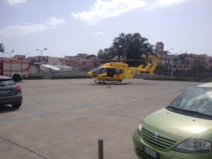 l'arrivo dell'elisoccorso