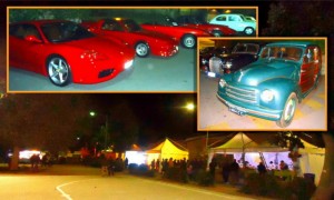 SCIALATA A SOLICCHIATA, uno scorcio di una delle zone espositive e, nei riquadri, alcune della auto d'epoca in esposizione