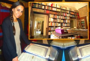 Anna Scordio ed una delle tante librerie della Società Storica Catanese
