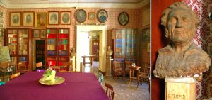 Uno dei saloni della Società Storica Catanese ed il busto del poeta Micio Tempio realizzato dallo scultore Zagarella