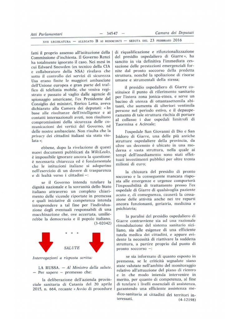 interrogazione la russa ospedale