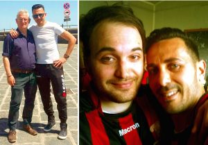 ASD GRANITI CALCIO - Da sinistra Mister Currò col capitano Calabrò ed il bomber Villino con Calabrò