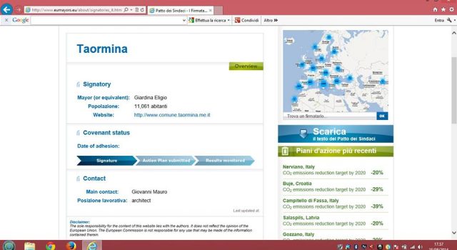 Patto dei Sindaci Taormina completa la procedura, Giardini Naxos ancora assente