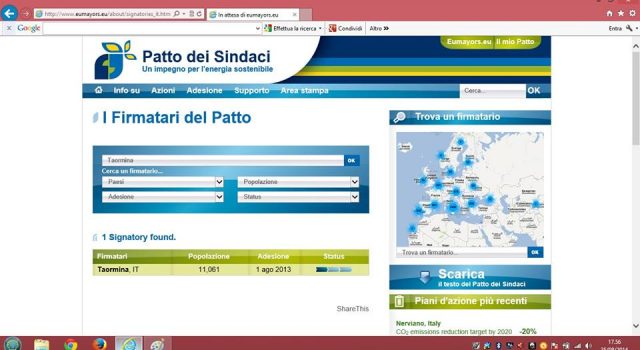 Patto dei Sindaci Taormina completa la procedura, Giardini Naxos ancora assente