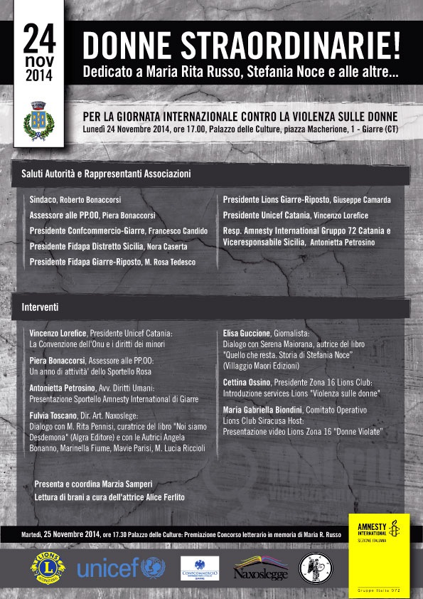A Giarre “Donne Straordinarie!” e il premio “Maria Rita Russo”
