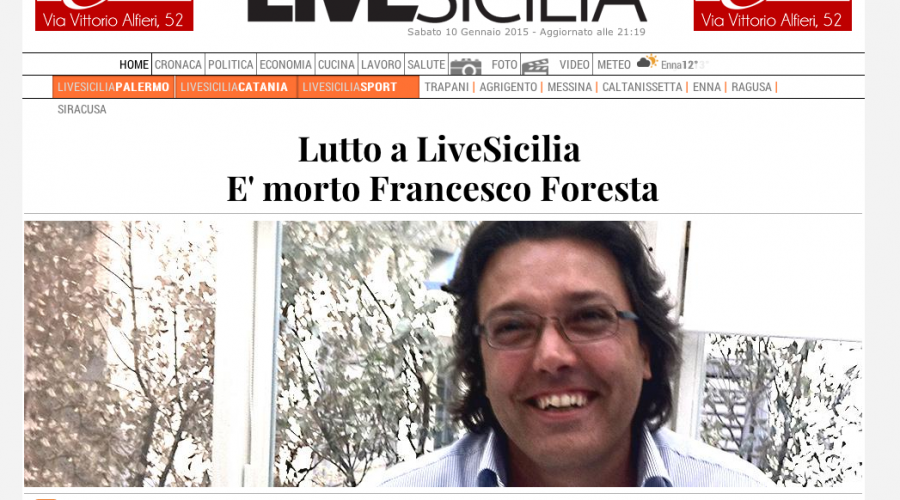 È scomparso Francesco Foresta, direttore di LiveSicilia