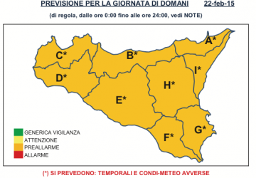 Meteo, condizioni avverse. Stato di &ldquo;pre allarme&rdquo;