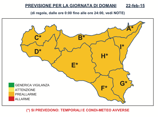 Meteo, condizioni avverse. Stato di “pre allarme”