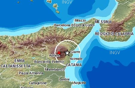 Terremoto registrato nella zona jonico etnea