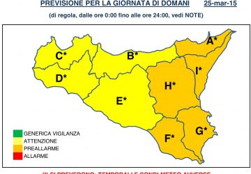 Meteo, avviso di preallarme per domani