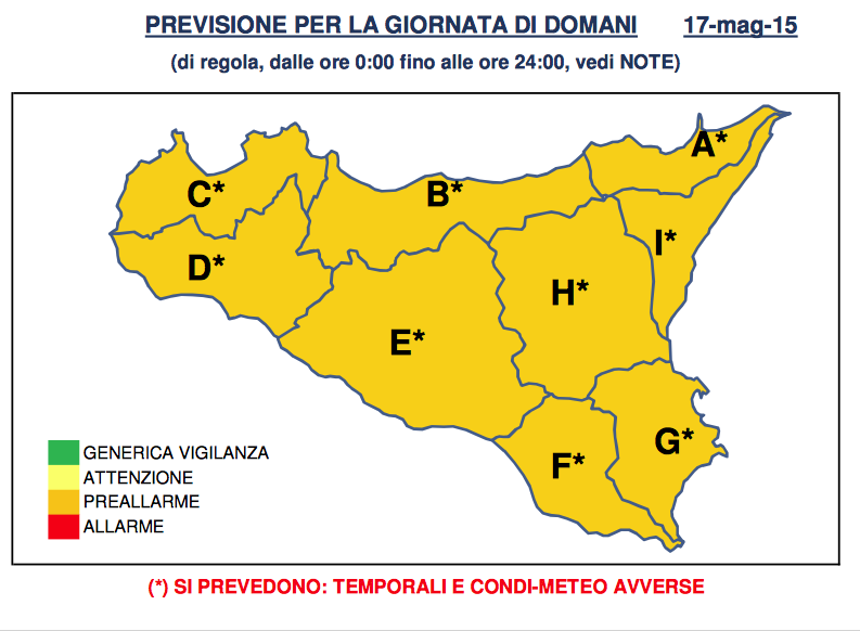 Meteo, maltempo previsto per domani. Il bollettino della Protezione civile