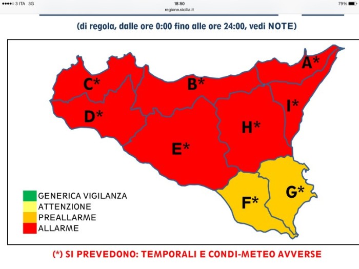 Allerta Meteo: domani giornata da bollino rosso