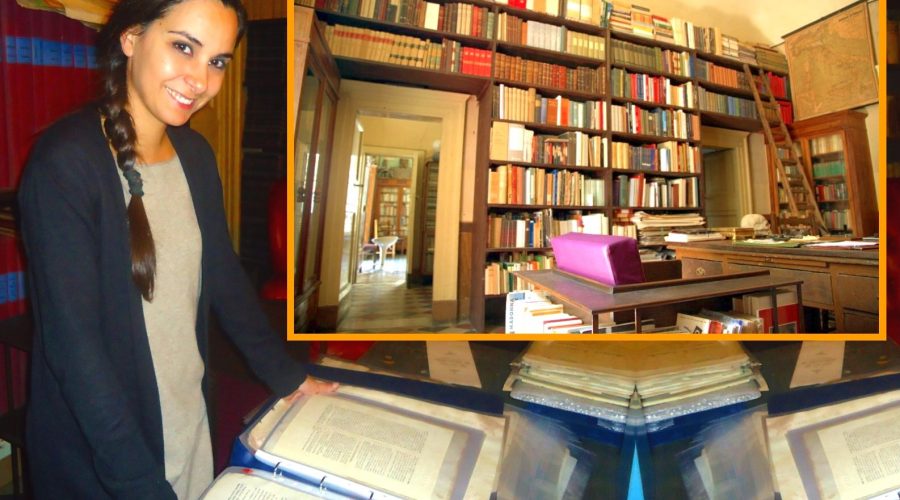 Anna Scordio ed una delle tante librerie della Società Storica Catanese