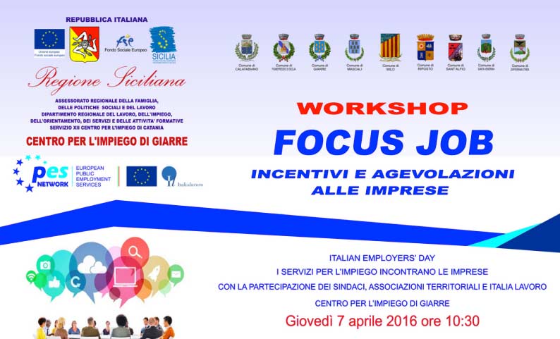 “Incentivi e agevolazione alle Imprese”: domani convegno presso il Centro per l’Impiego di Giarre