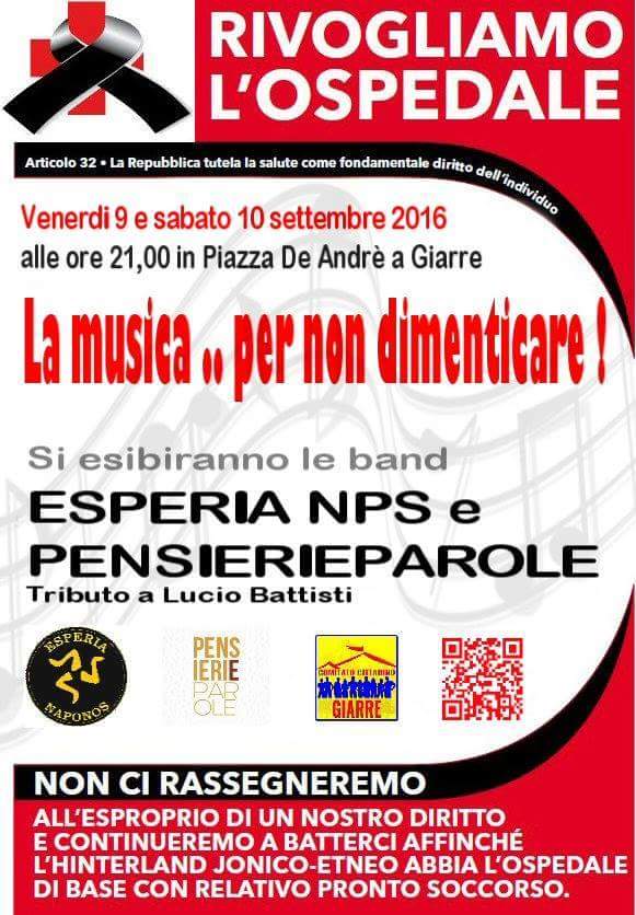 “La musica per non dimenticare” l’Ospedale di Giarre