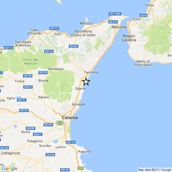 Scossa di terremoto di magnitudo 2.9 al largo di Riposto