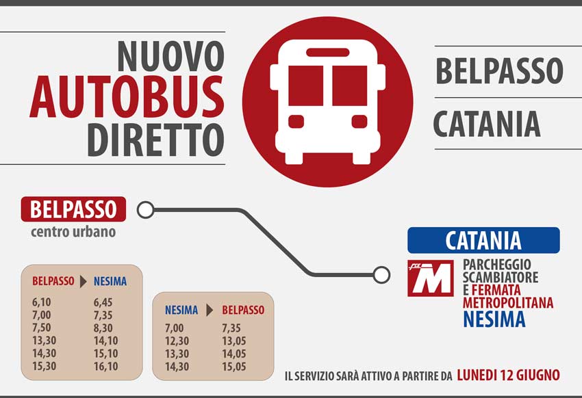 Da lunedì prossimo nuovo bus diretto tra Belpasso e Catania Metro Nesima