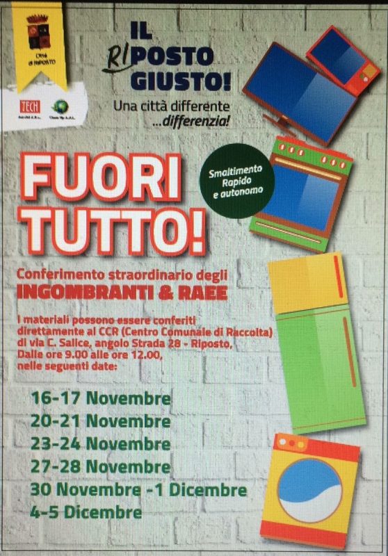 A Riposto parte “Fuori Tutto”, raccolta straordinaria di ingombranti
