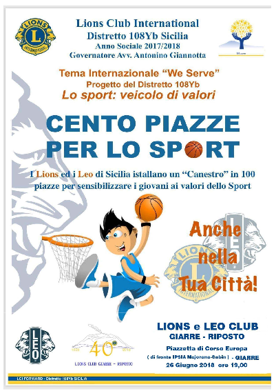 Anche a Giarre arriva “Cento piazze per lo sport” dei Lions Giarre Riposto