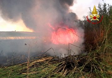 Patern&ograve;,  vasto incendio in un canneto. Intervento dei Vigili del fuoco
