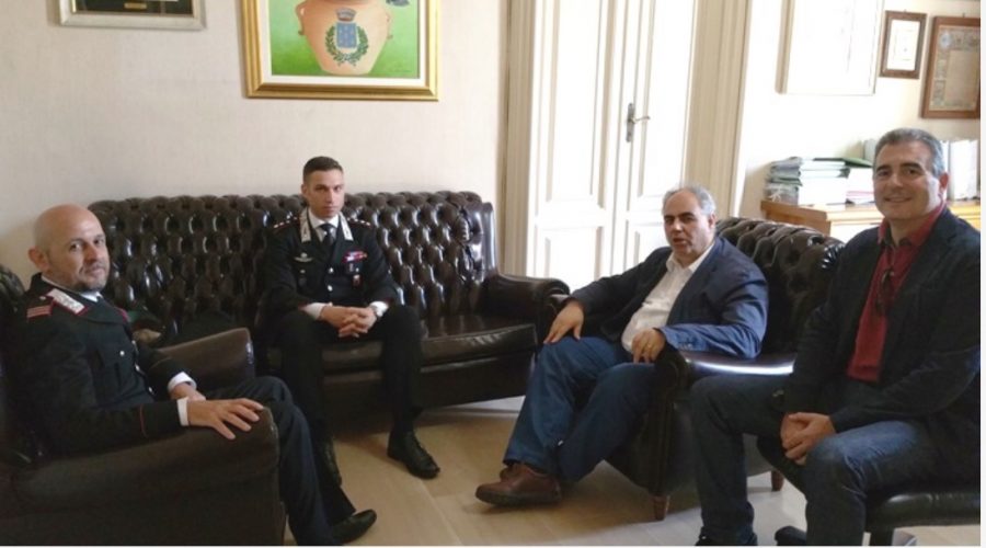 Giarre, visita istituzionale in municipio del nuovo comandante della Stazione dei Cc, Calabretta