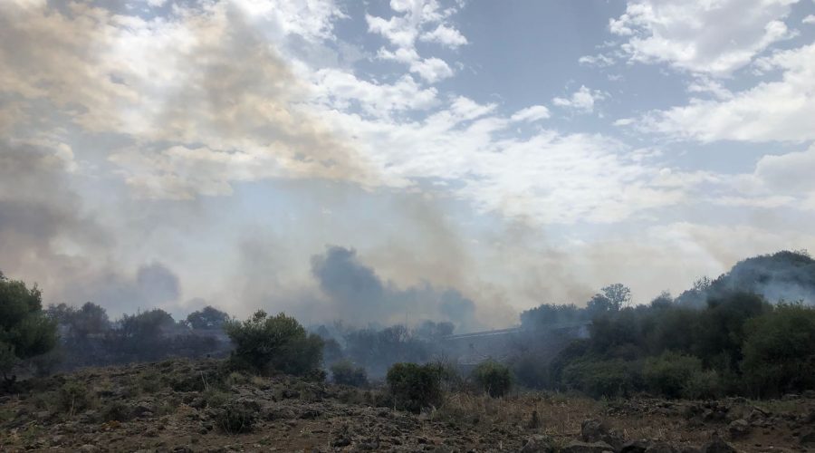 Acireale, incendio nella riserva della Timpa. Intervengo i Canadair