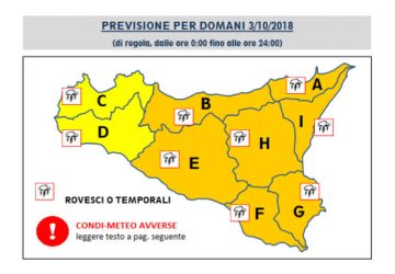 Meteo, Protezione civile dirama allerta arancione per domani