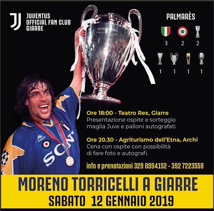 Questa sera Moreno Torricelli, ex Juventus, a Giarre