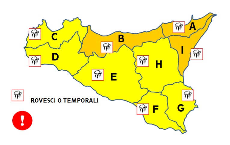 Maltempo area Ionica: preallarme arancione della Protezione civile per domani