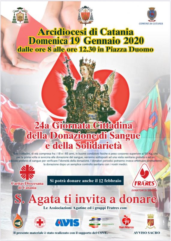 Catania: in occasione delle celebrazioni di S. Agata organizzata la XXIV giornata della donazione e della solidarietà