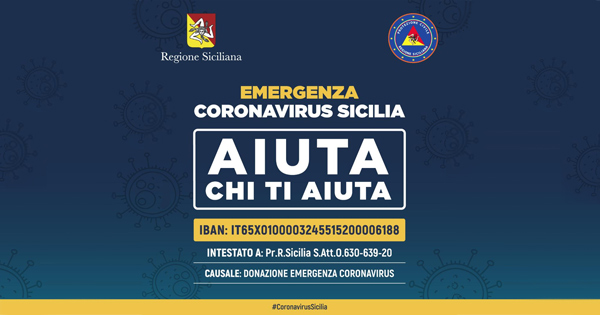 Coronavirus in Sicilia, attivato conto corrente per le donazioni