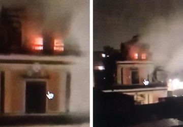 Mascalucia, fulmine causa incendio sul campanile della chiesa di San Vito: intervento dei vigili del fuoco