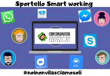Confconsumatori, apre oggi lo sportello Smart Working