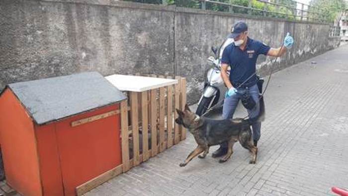 Cane a guardia di un tombino con droga a Catania, due arresti