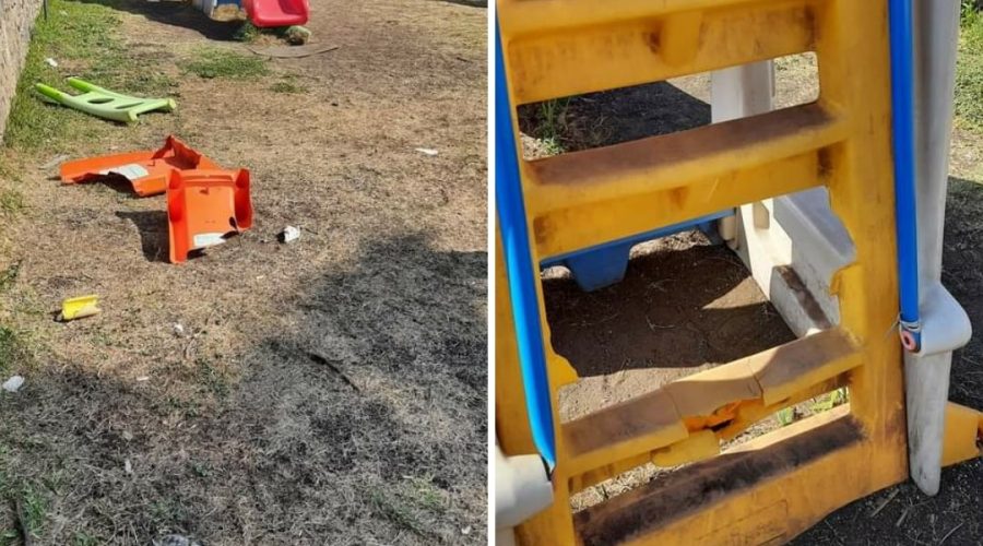 Riposto, deprecabile atto di vandalismo al parco giochi di Torre Archirafi