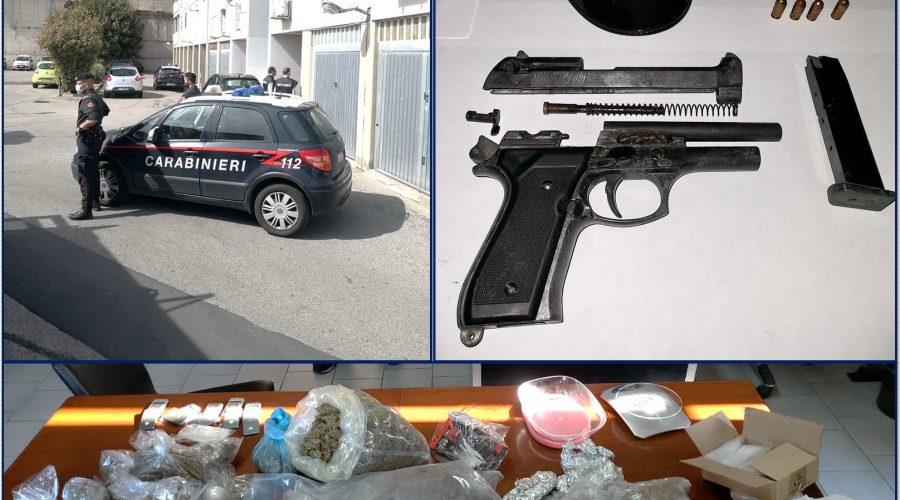 Raffica di perquisizioni dei Carabinieri: due arresti, sequestrata droga e una pistola