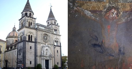 Cattedrale Acireale,scoperte cripta e affresco Ges&ugrave; in Croce