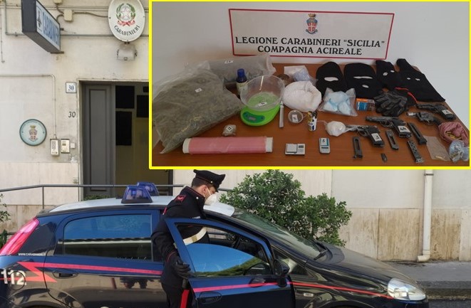Aci Catena: trovate in un cantiere armi, droga e passamontagna