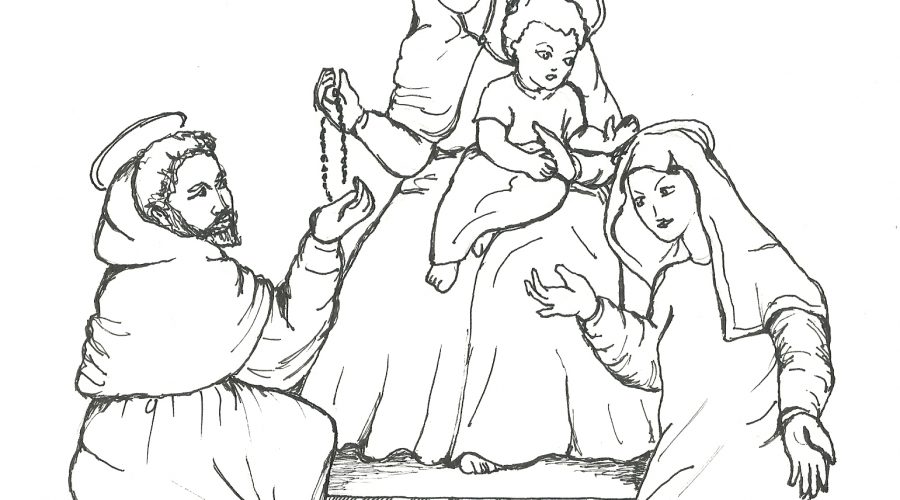 Madonna del Rosario disegno a china dell’Artista Flavia Vizzari di Messina