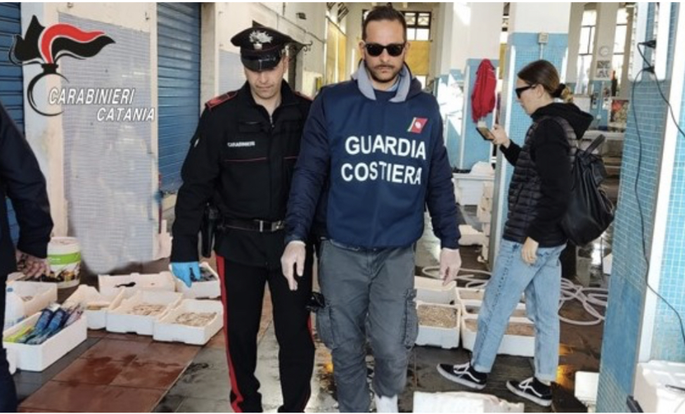 Riposto, vendeva pescato e crostacei abusivamente al mercato ittico, 60enne denunciato dai Carabinieri.