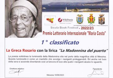 Il poeta rosario la greca vincitore della sezione B del premio letterario “Maria Costa”