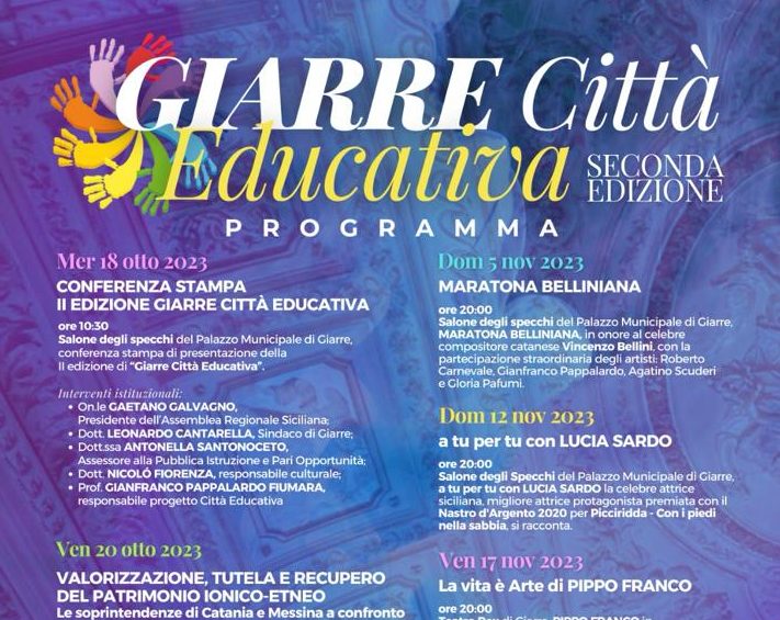 Al via la seconda edizione di “Giarre città educativa”, dal 18 ottobre al 19 novembre