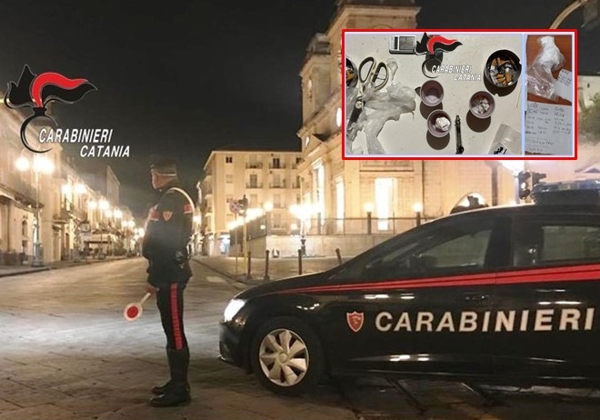 Giarre, due arresti per spaccio di sostanze stupefacenti. Sequestrati contanti circa 100 grammi tra cocaina e crack