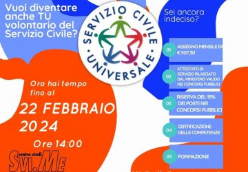 Servizio civile: prorogato al 22 febbraio il termine di presentazione delle domande