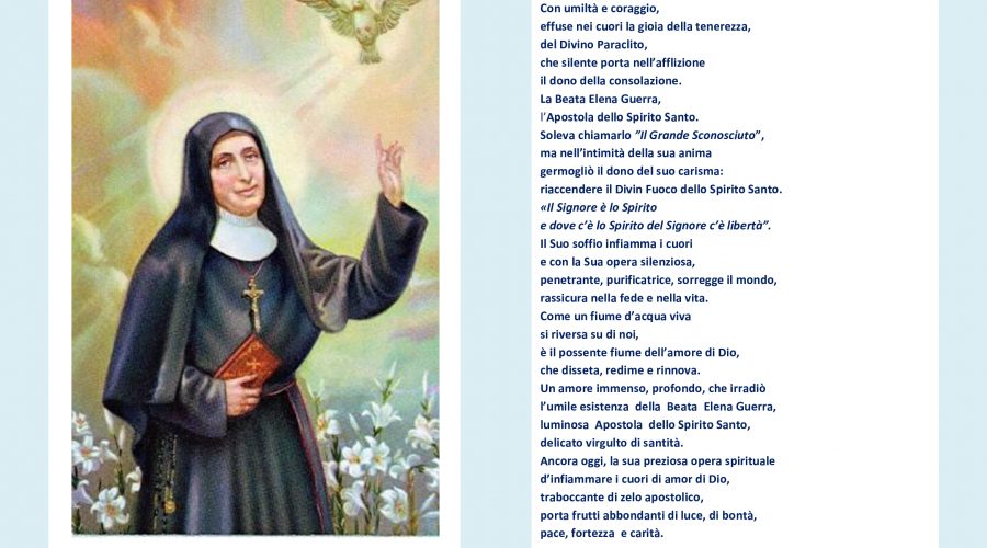 “Apostola dello Spirito Santo”, poesia dedicata alla Beata Suor Elena Guerra che domani sarà proclamata Santa