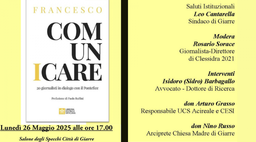 Giarre, lunedì presentazione del testo “Comunicare”: dialogo tra Fede e Media