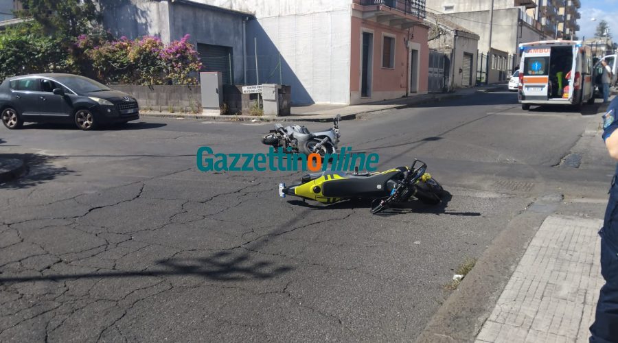 Giarre: scontro moto scooter in via Luigi Orlando. Due feriti
